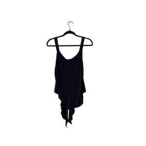 Roccobarocco Black Sleeveless Draped Top With Rhinestone Accent